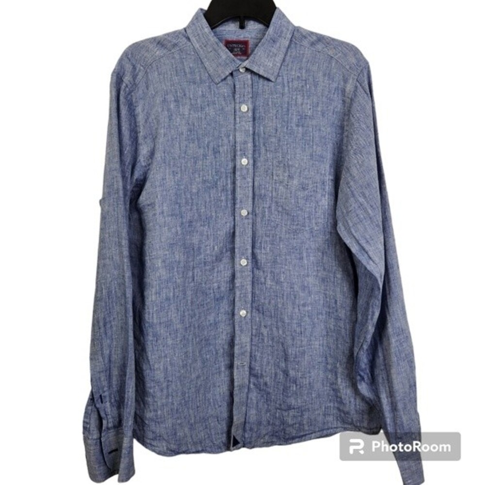 UNTUCKit Men's Slim Fit Long Sleeve Linen Button Down Shirt Size Large